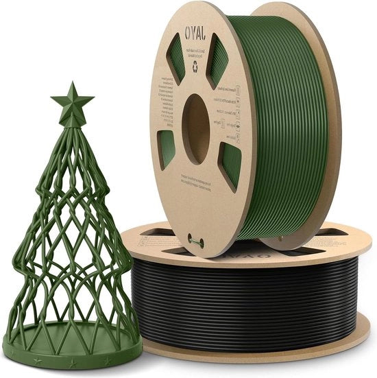 Filamento per stampa 3D 175 mm per stampa rapida - riduzione dei fili strappati - tolleranza di ± 0,02 mm - 11 kg bobina - 2 pezzi complessivi - 22 kg nero