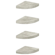4 pz Mensole | Ripiano | Scaffale Angolari Grigio Cemento 25x25x3,8 cm in MDF