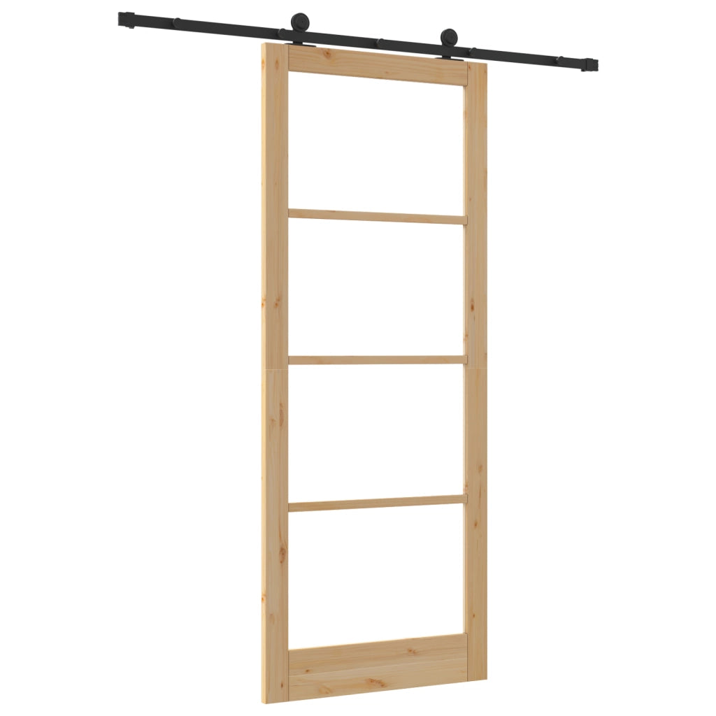 Porta Scorrevole  con Set Hardware 'ORKDAL'Legno Massello e Vetro