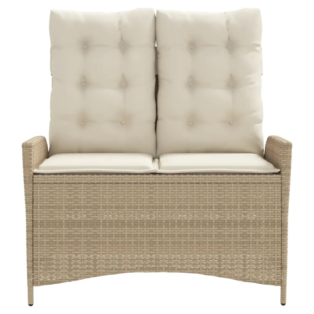 Panca Reclinabile da Giardino con Cuscini-Sgabello-Sedia da esterno Beige in Polyrattan 135577
