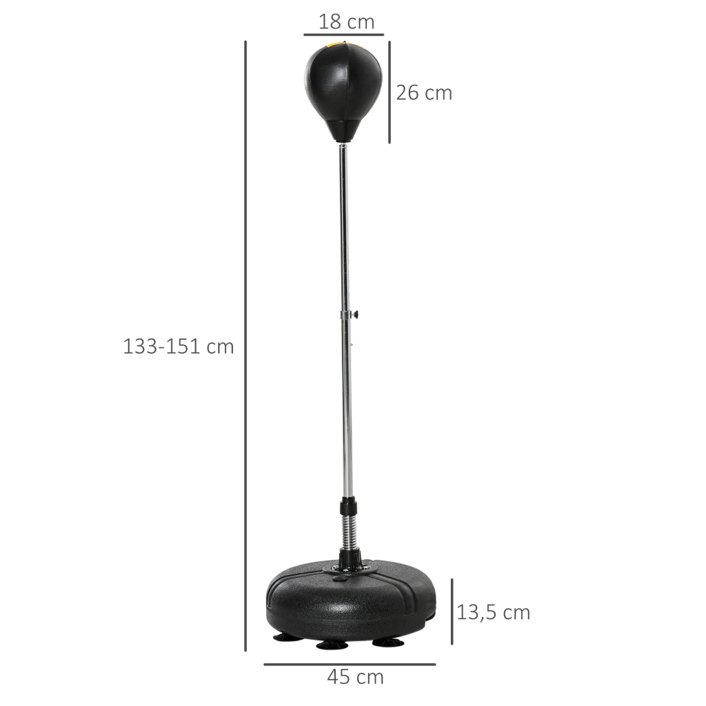 Sacco da Boxe con Supporto Regolabile ¨C Xylo ¨C Altezza 133-151 cm Base Zavorrata 45x45 cm Nero