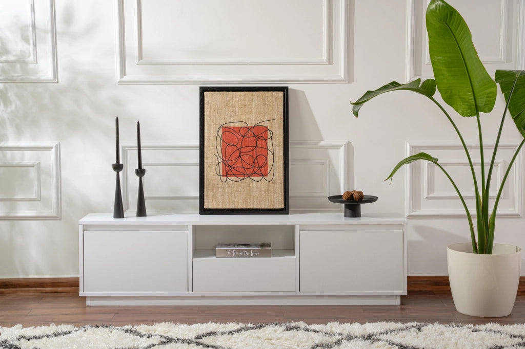 Mobile TV Vanguard in legno - 160 x 29 x 42 cm - Bianco naturale