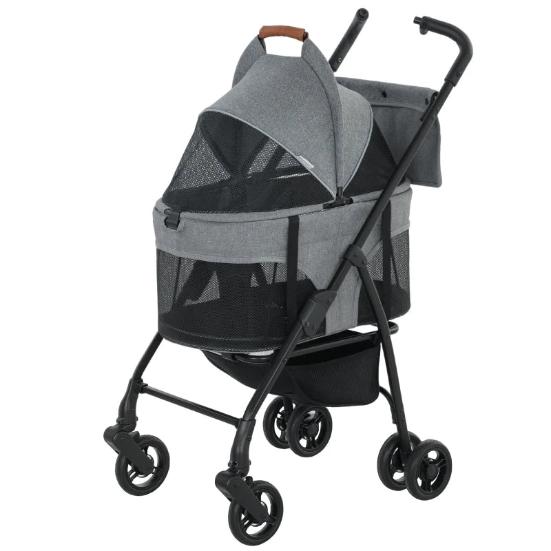 PASSEGGINO PER CANI 3 IN 1 Grigio in tessuto Oxford 69x47x101 cm