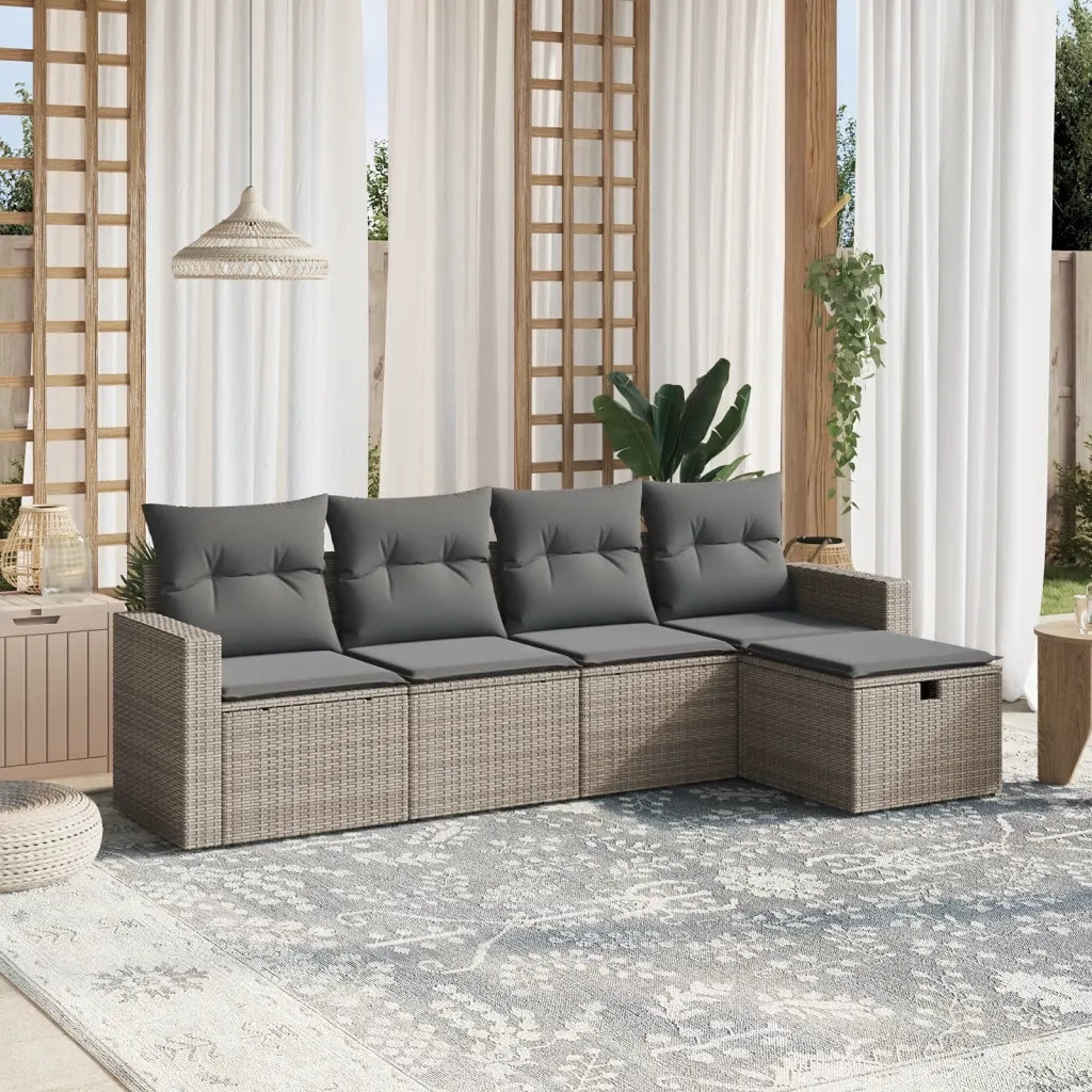 Set Divano da Giardino 5 pz con Cuscini Grigio in Polyrattan 3263466