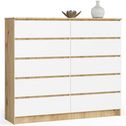 Cassettiera AKORD K140 Quercia Artisan 138 cm 10 cassetti inserto frontale Bianco 138x40x121 cm