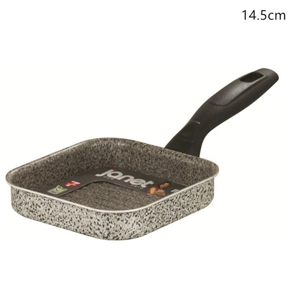 Trade Shop - Bistecchiera Quadrata In Alluminio Antiaderente Antigraffio Da 14,5/23,5 Cm Con Manico -