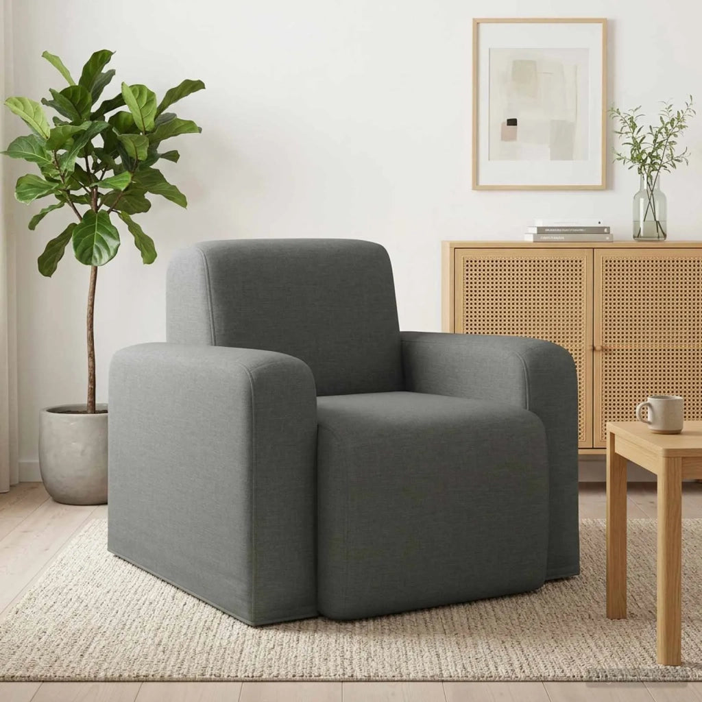 Poltrona-Divano Sedia-Poltroncina Grigio Scuro Tessuto 673781