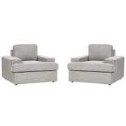 Set di 2 poltrone in tessuto grigio chiaro imbottite con schienale spesso imbottito Divano classico da salotto