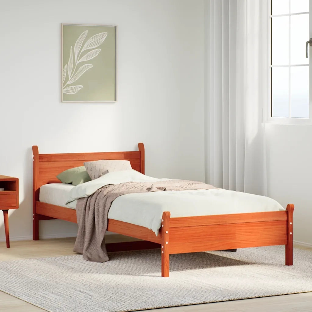 Letto senza Materasso-Struttura Letto Marrone Cera 75x190 cm in Legno di Pino 947856
