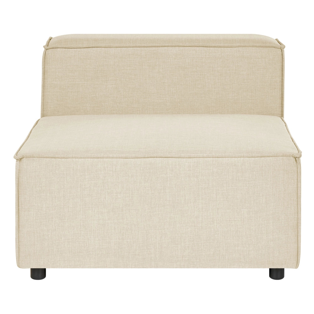 Divano ad angolo 2 posti in lino beige nero con poggiapiedi destro modulare stile moderno contemporaneo