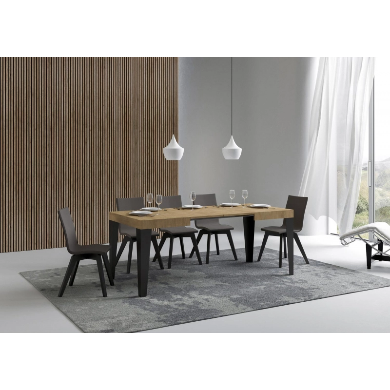 Tavolo allungabile 80x120/204 cm Flame telaio Antracite - Quercia Natura