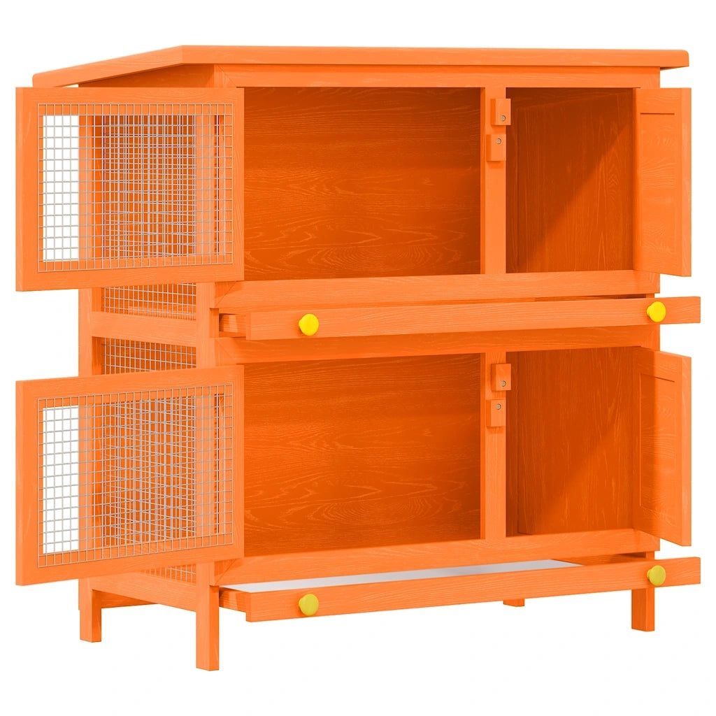 Conigliera da esterno gabbia per piccoli animali domestici con 4 porte in legno 273759