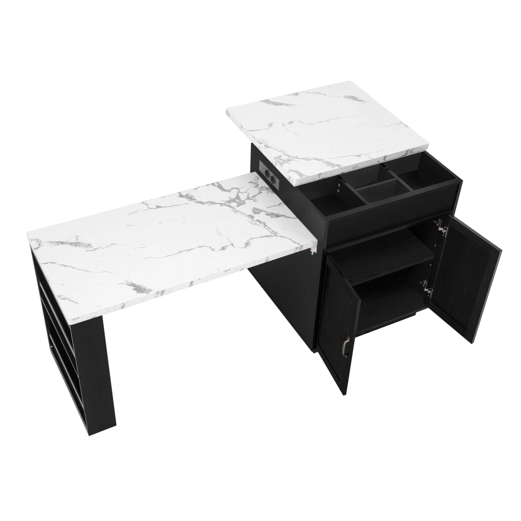 Tavolo da Pranzo Allungabile con LED e Prese ¨C Xylo ¨C Nero, Design Moderno