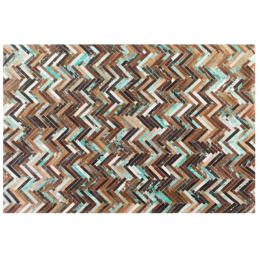 Tappeto Multicolore Pelle 140 x 200 cm Pelle Bovina Artigianale