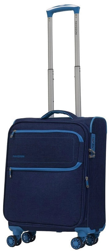 Set 3 Valigie Trolley Morbide in Poliestere 4 Ruote TSA Ravizzoni Nettuno Blu