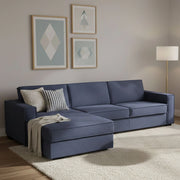 Albenga, Divano Letto con Penisola Sfoderabile Made in Italy, 260x95 cm blu