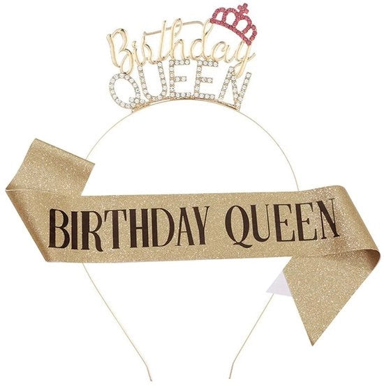 Diadema di cristallo con cinturino - Corona da principessa - Decorazione per compleanni - Corona d'oro - Materiale di alta qualità