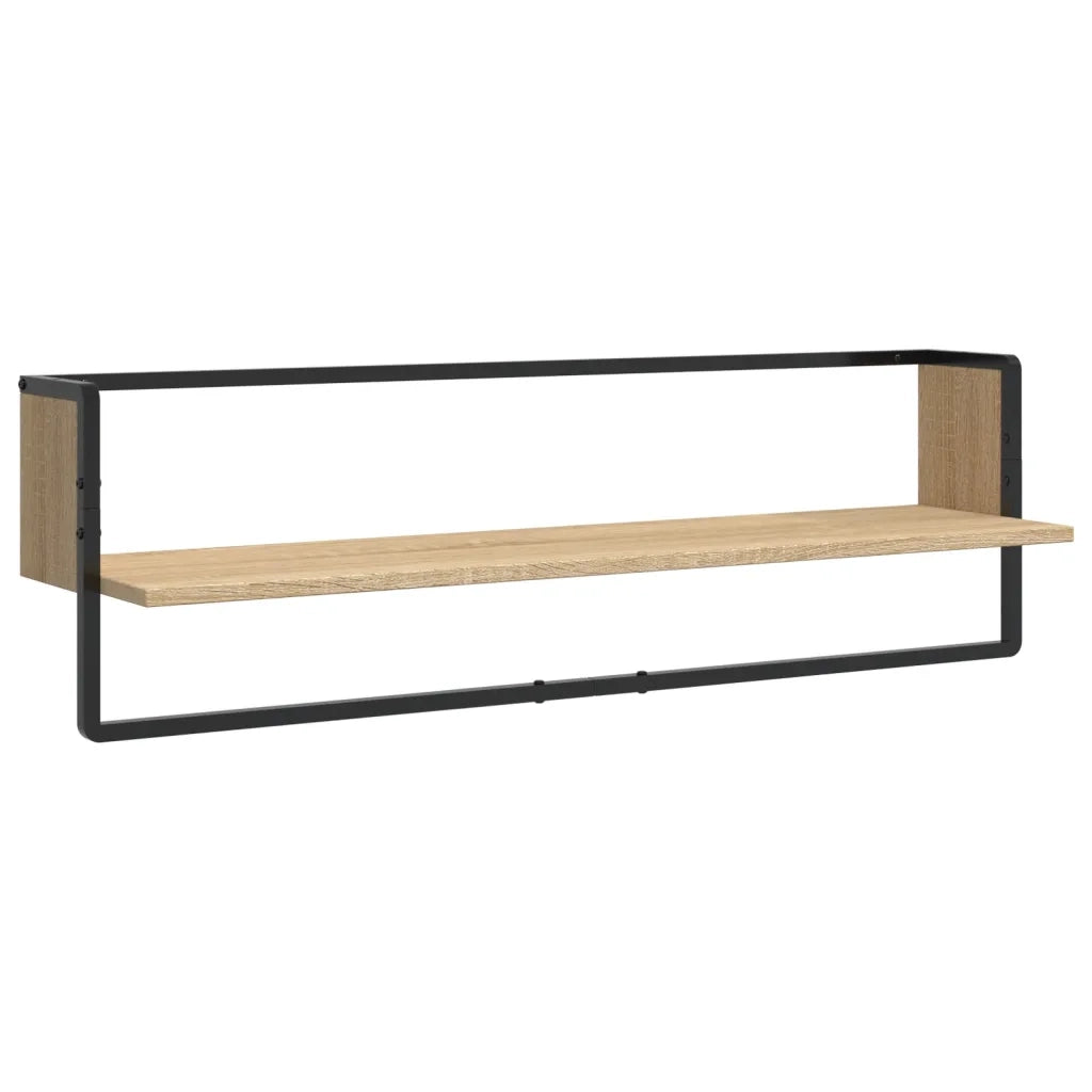 Set Mensole Parete con Aste 6pz Rovere Sonoma Legno Multistrato 836314
