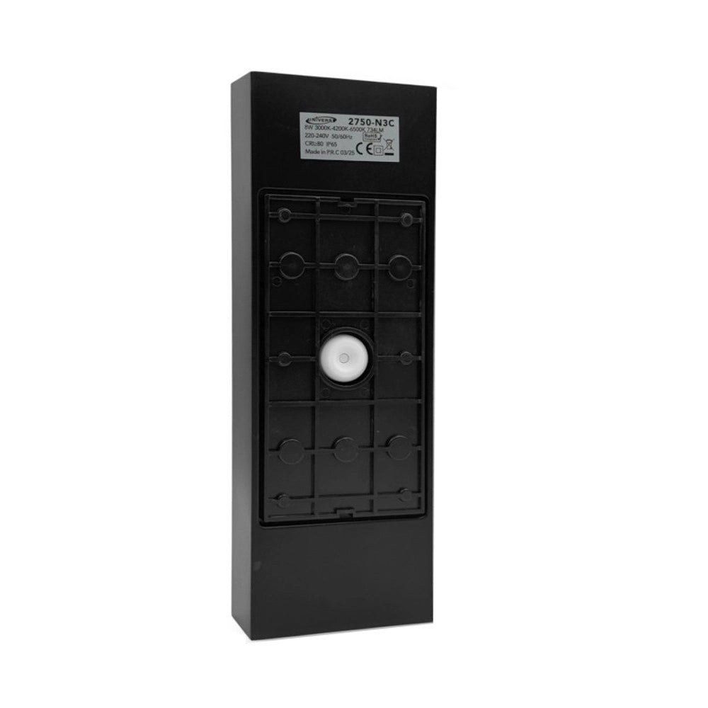 Trade Shop - Applique Da Esterno Rettangolare A Doppia Emissione Di Luce 8w Tecnologia Cct Ip65 2750-3c - Nero