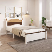 Letto singolo in pino e MDF bianco 90x200 cm