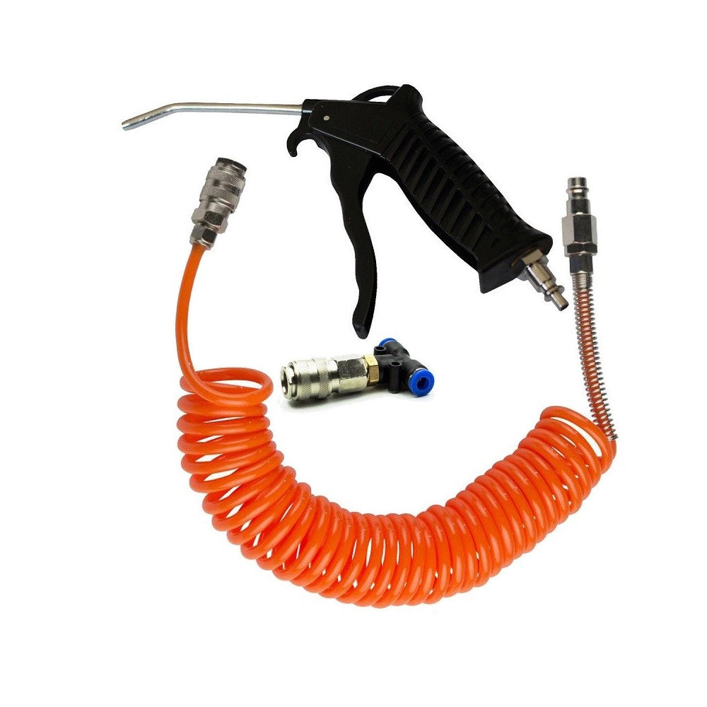 Trade Shop - Tubo Aria Compressa Flessibile Per Compressore 5mt + Pistola Soffiaggio -