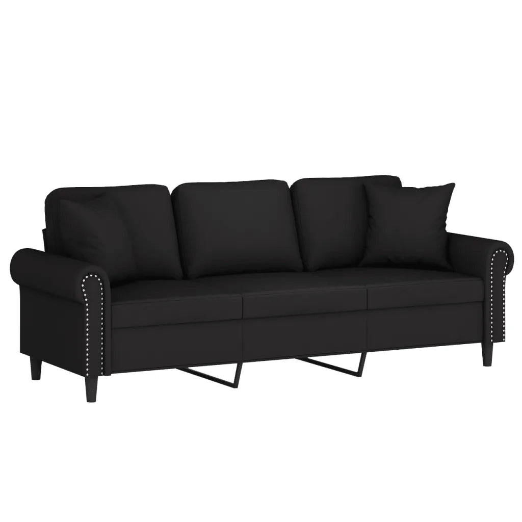 Divano a 3 Posti con Cuscini Nero 180 cm in Velluto 3200960