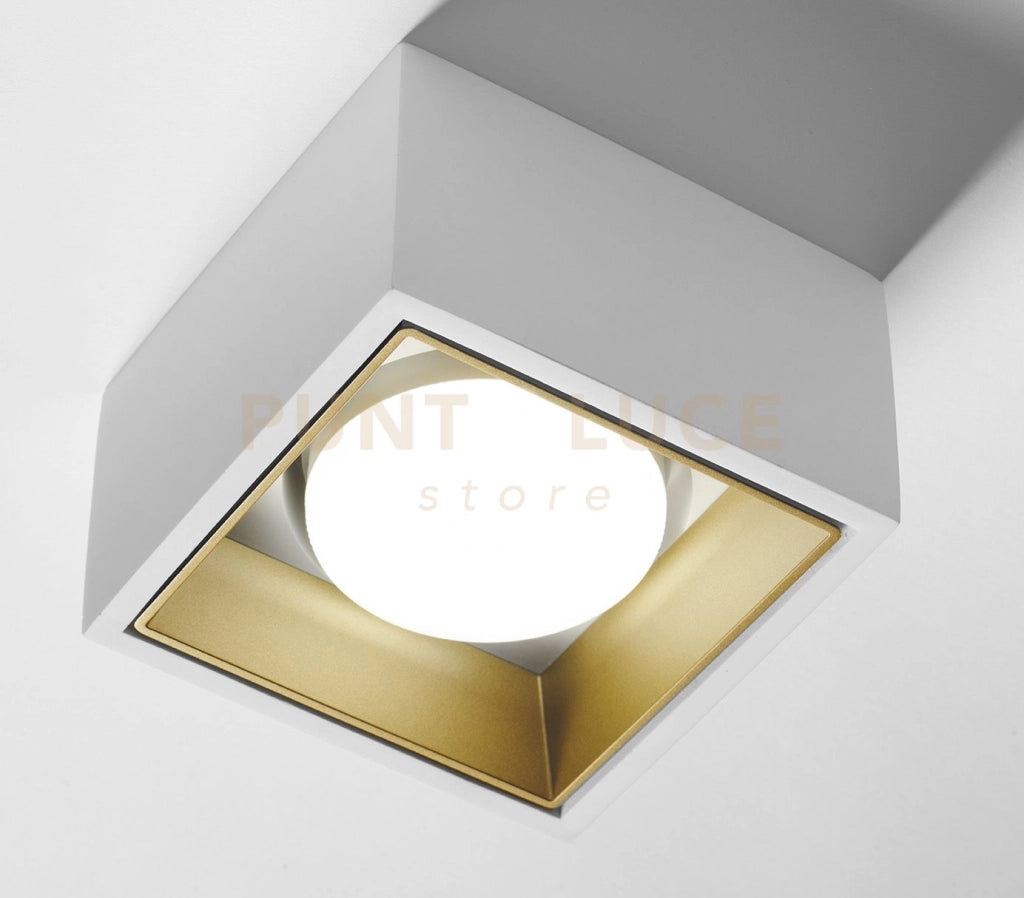 NASSO Soffitto 1 Luce  attacco GX53 Quadrata ottone in gesso e alluminio 12x12cm