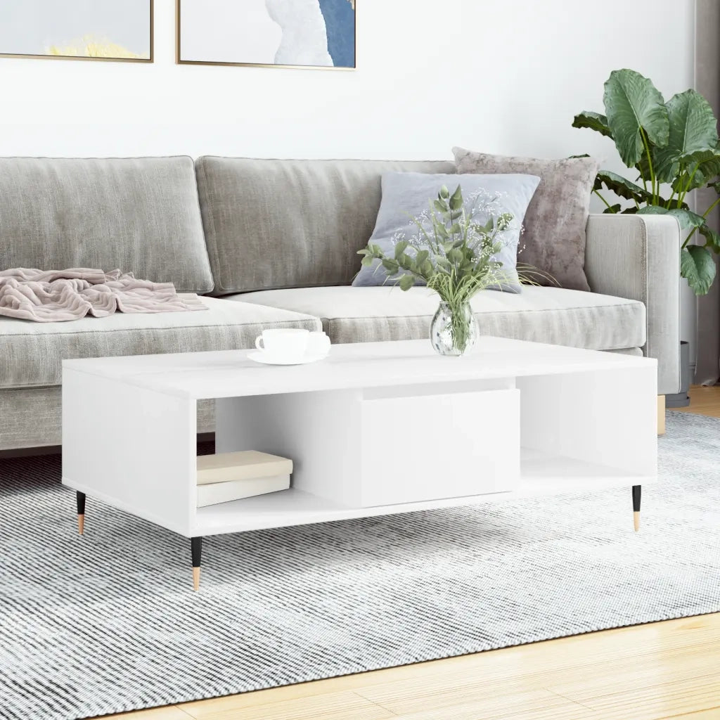 Tavolino da Salotto Bianco 104x60x35 cm in Legno Multistratocod mxl 82054