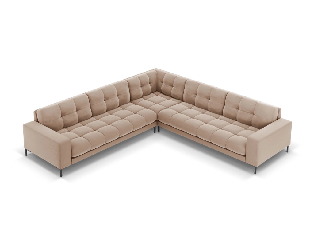 Cosmopolitan Design - Divano angolare reversibile "Bali" 6 posti in velluto beige 