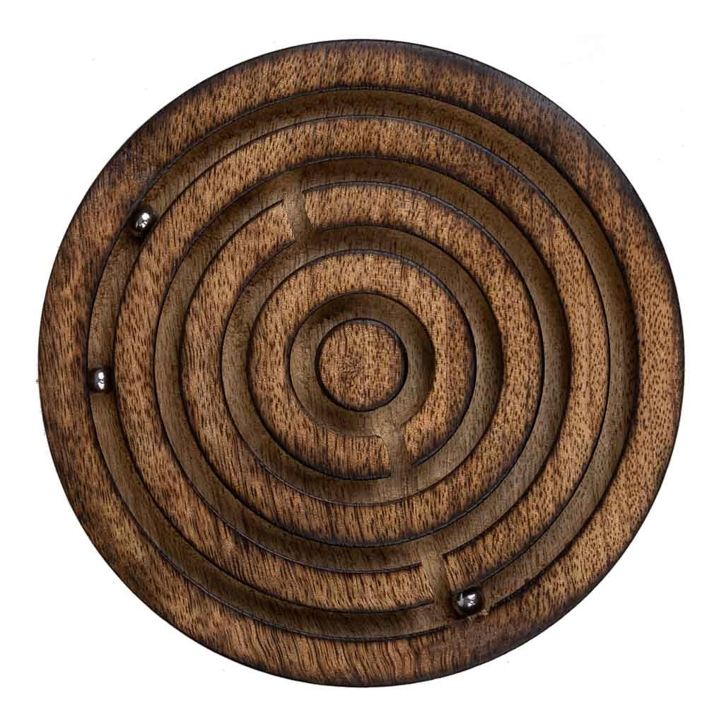 Puzzle game tondo in legno marrone d15x5h