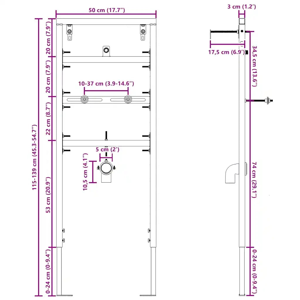 Supporto da parete per bagno Blu 50 x 3 x 112 cm CFW9384598