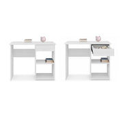 SCRIVANIA PER UFFICIO O CAMERA IN MDF COLOR BIANCO LEGNO CON CASSETTO E RIPIANI MISURE 88X45X75CM