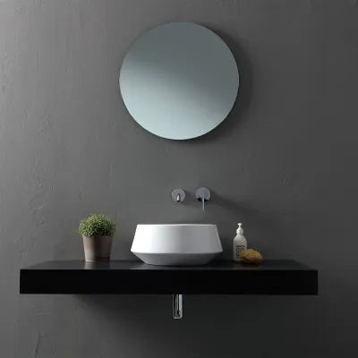 Lavabo da appoggio in ceramica bianco lucido tondo 42 cm  Aris