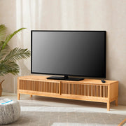Mobile Porta TV Videbæk in Bambù con 2 Ante Scorrevoli 160 x 40 x 38 cm [en.casa]