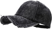 Baseball cap vintage con look sbiadito, realizzato in cotone e denim morbido, adatto per uomini e donne - Cappello - Nero