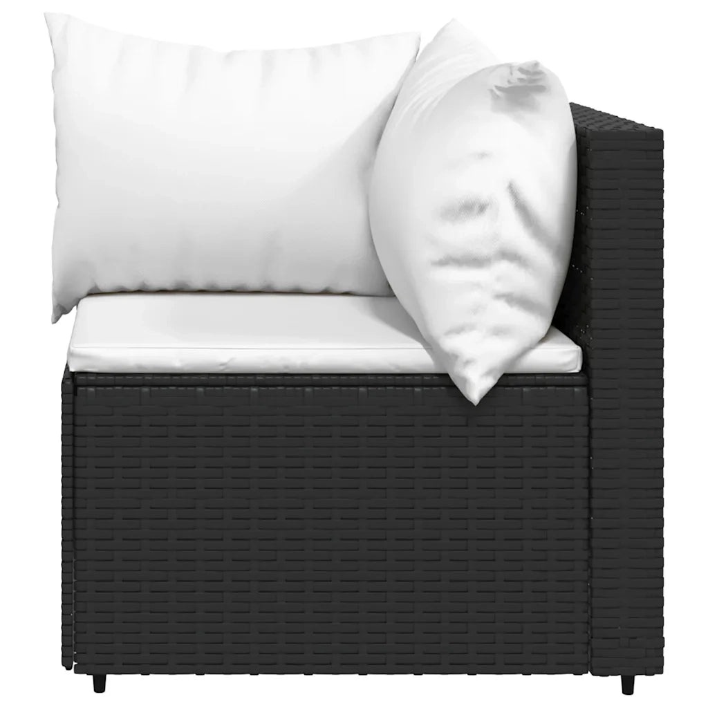 Set Divani da Giardino 3 pz con Cuscini Nero in Polyrattan 319732