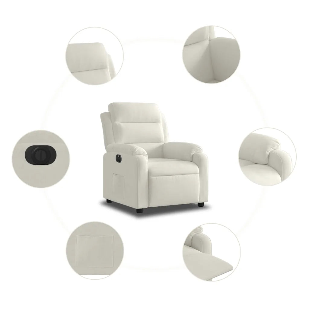 Poltrona Elettrica Reclinabile Crema in Velluto 3205079
