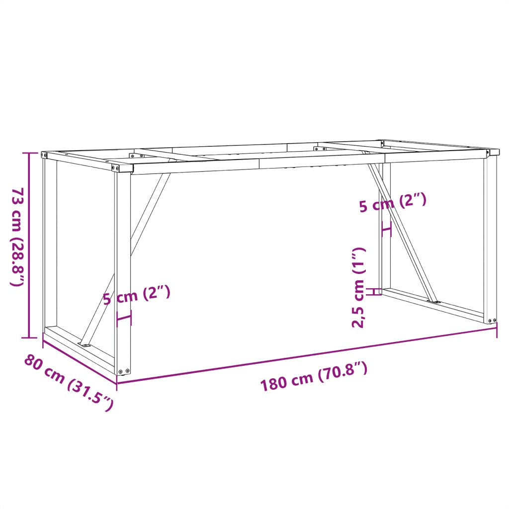 Telaio Gambe a O per Tavolo da Pranzo 180x80x73 cm in Acciaio