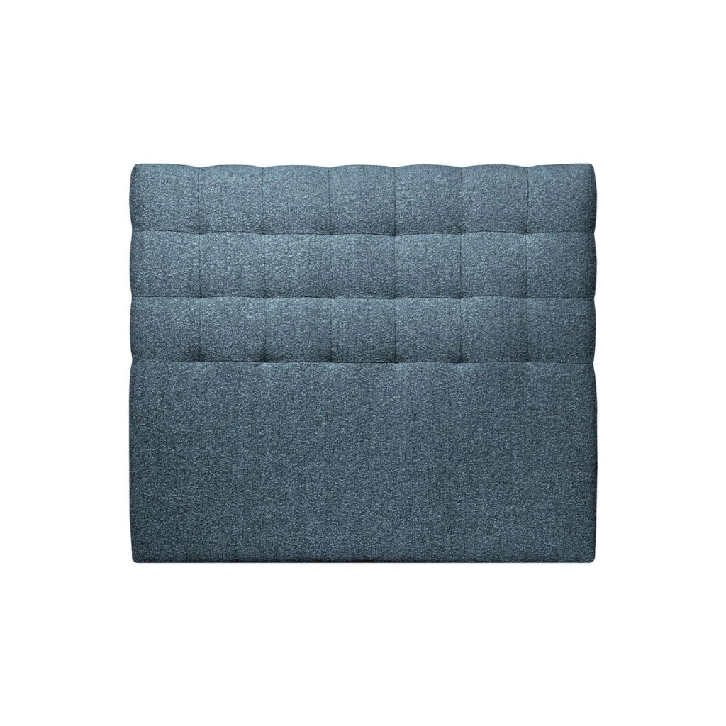 Testiera in tessuto bouclé blu imbottita L150 cm