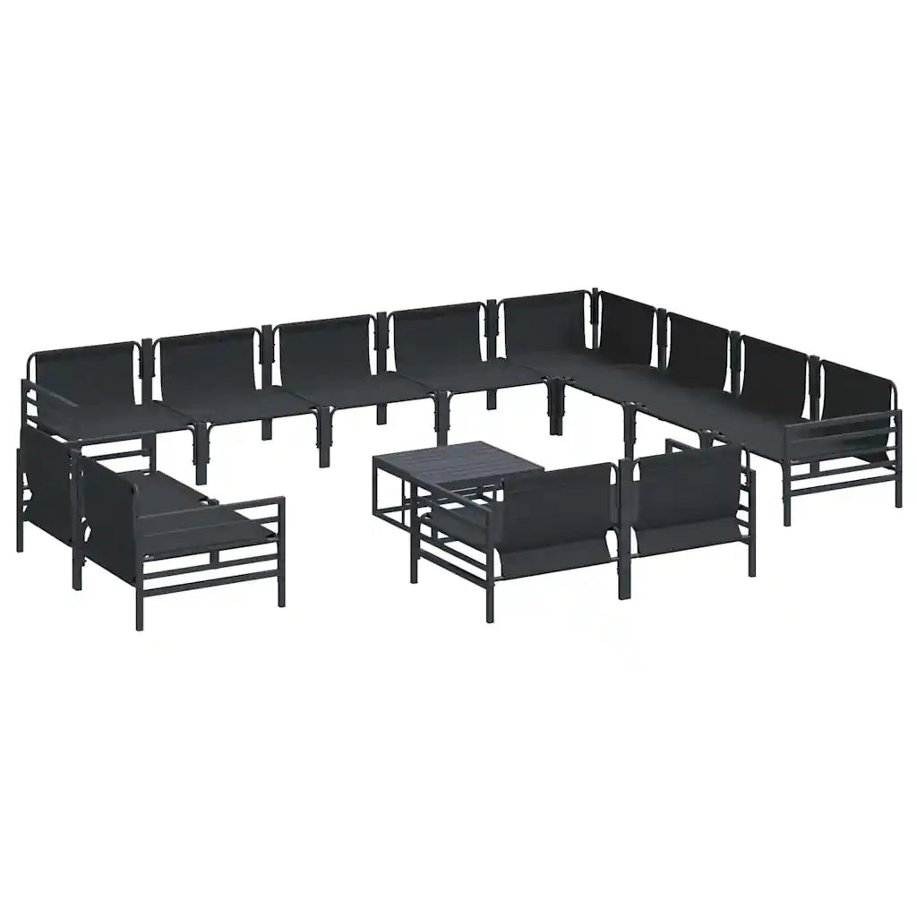 Set Divano da Giardino con cuscino 13 pcs Nero Acciaio 3379037