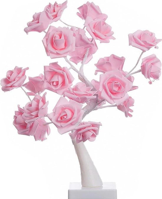 Lampada da Tavolo con Foglie di Rosa Colorante - Bonsai di Rosa con Foglie Opacche - Bonsai di Rosa con Foglie Coloranti LED - Lampada da Tavolo con Foglie di Rosa (Rosso)