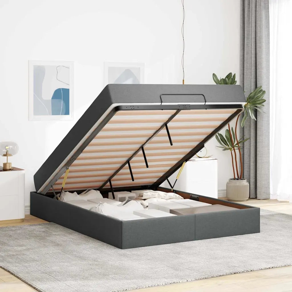 vidaXL Struttura del letto Grigio scuro 160 x 200 cm Tessuto