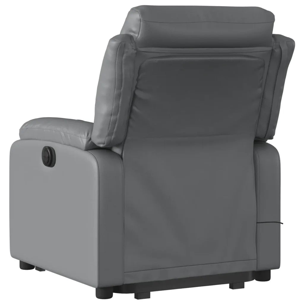 Poltrona Alzapersona Reclinabile Massaggio Grigio Similpelle 3205052