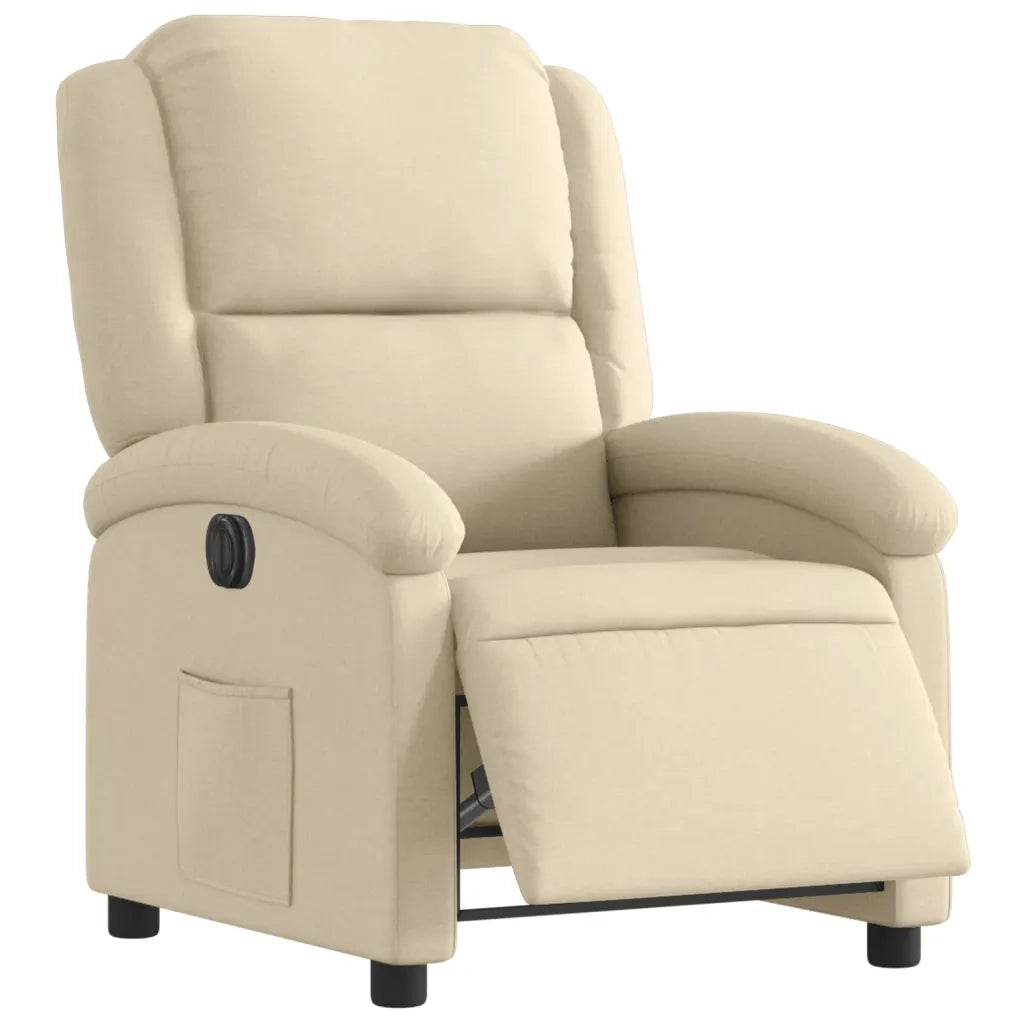 Poltrona Elettrica Reclinabile-Divano Sedia Crema in Tessuto 935109