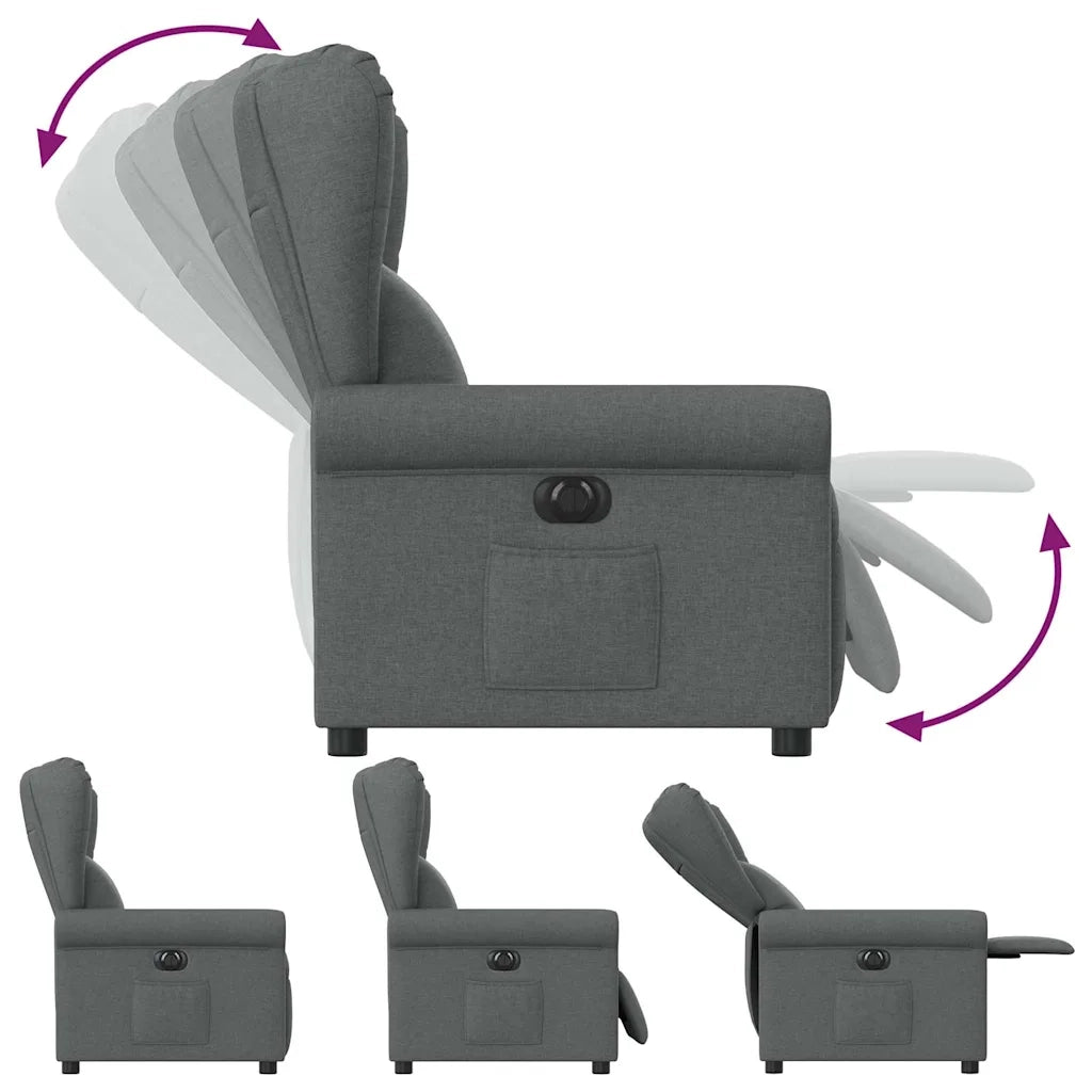 Poltrona Elettrica Reclinabile Grigio Scuro in Tessuto 3303355