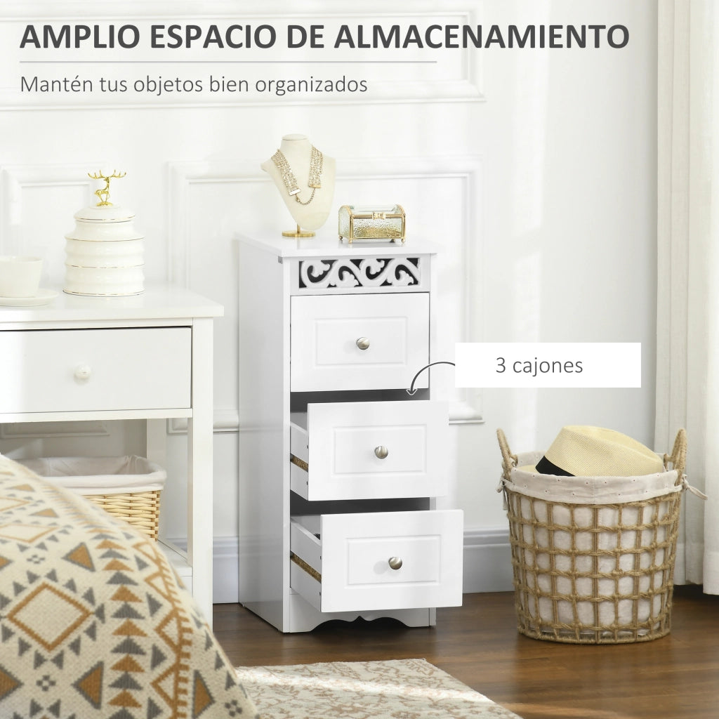 Cassettiera Bianca con 3 Cassetti ¨C zephmum ¨C 29.8x29.8x68.5 cm