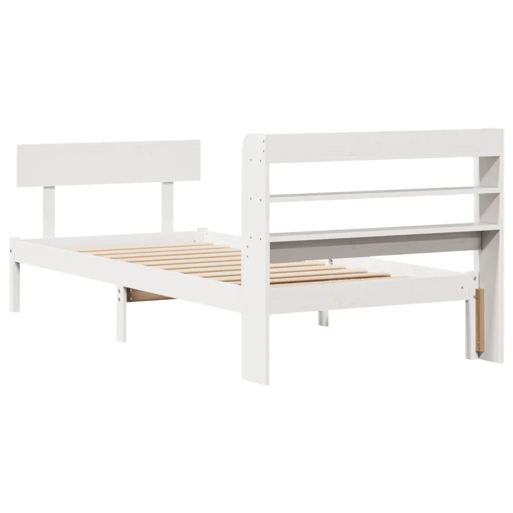 Letto senza Materasso Bianco 90x190 cm in Legno Massello Pino 3306606