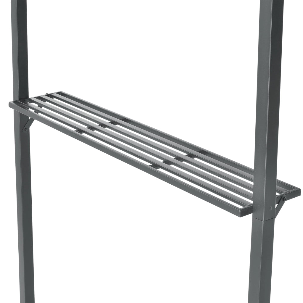 Gazebo per Barbecue Parga con Tetto Doppio e 2 Ripiani 250x241x151 cm - Grigio Scuro [en.casa]
