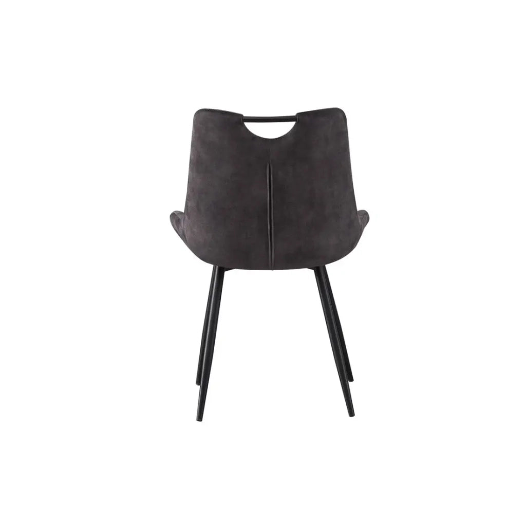 Sedia NINO – Velluto grigio e gambe in metallo nero – H84 × L56 × P62.5 cm