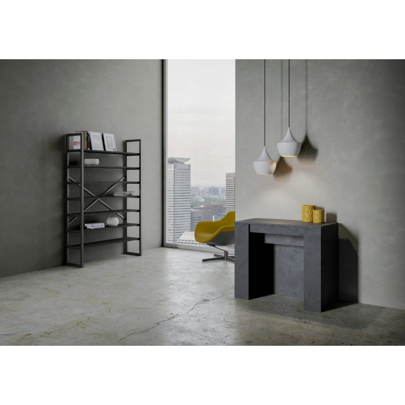 Consolle allungabile 90x48/296 cm Venus - Antracite Spatolato
